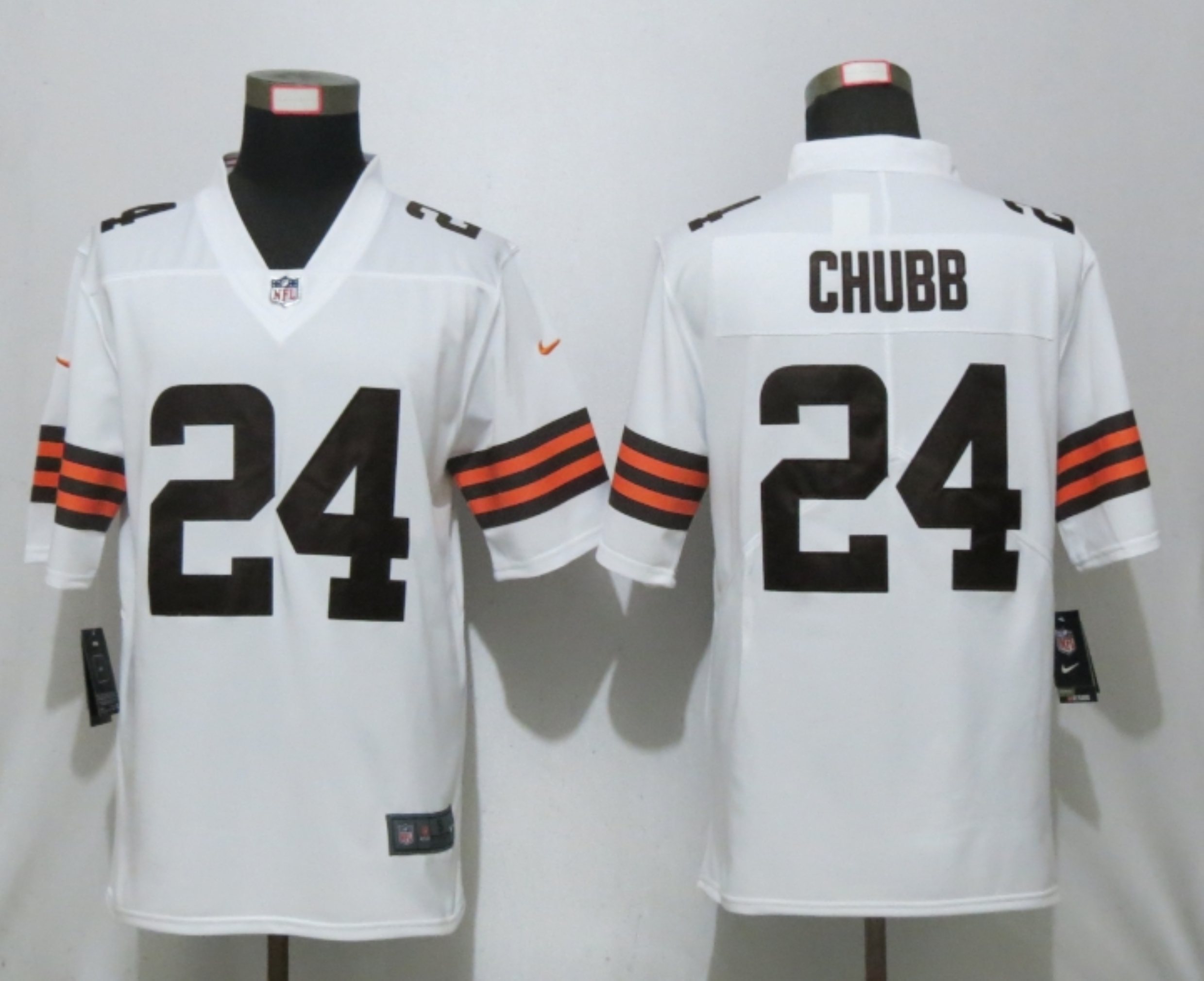 Men New Nike Cleveland Browns #24 Chubb White Vapor Limited Player Jersey->cleveland browns->NFL Jersey
